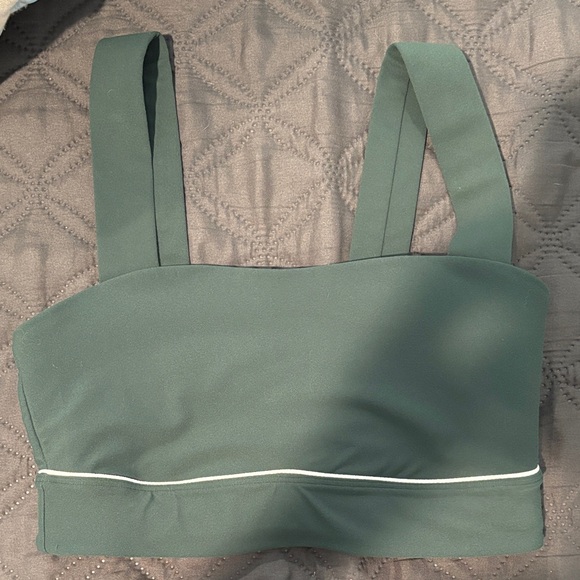 Green Sports Bra with White Trim - Picture 1 of 3
